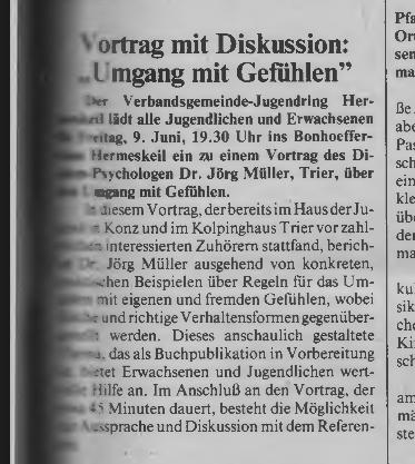 Umgang mit Gefühlen - Vortrag mit Diskussion