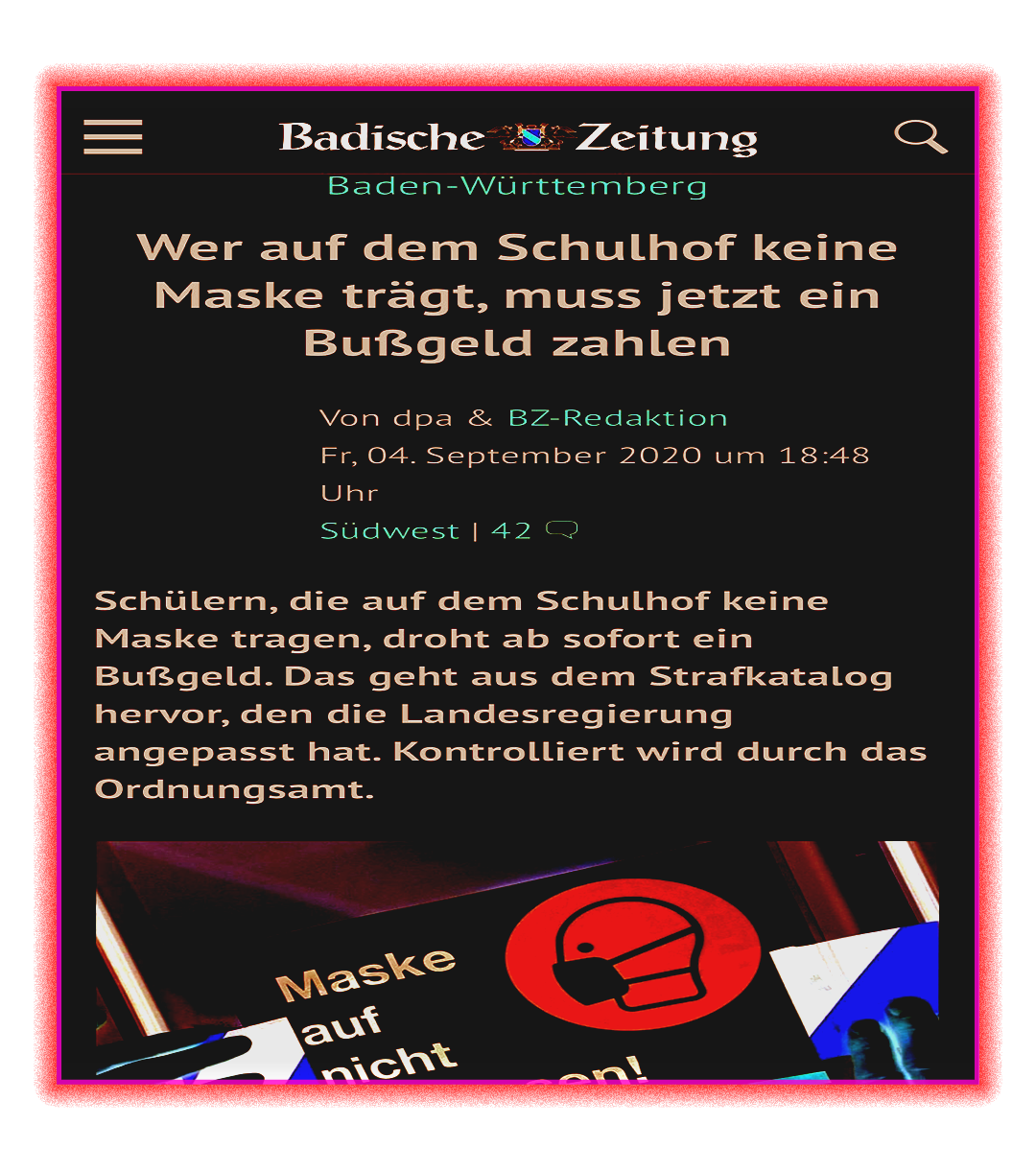 bussgeld-maske-schulhof ++++ ZUM KOTZENDE NEUIGKEITEN ++++ Mein Status hat sich geändert, vom "Geschädigten, zum Beschuldigten" ++++ BRECHENDE NEUIGKEITEN ++