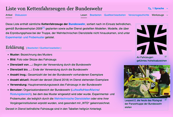 Liste von Kettenfahrzeugen der Bundeswehr